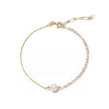 Contrast Bead Chain Pearl Anklet