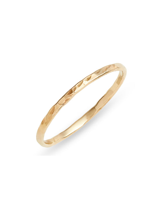 Slim Hammered Gold Ring