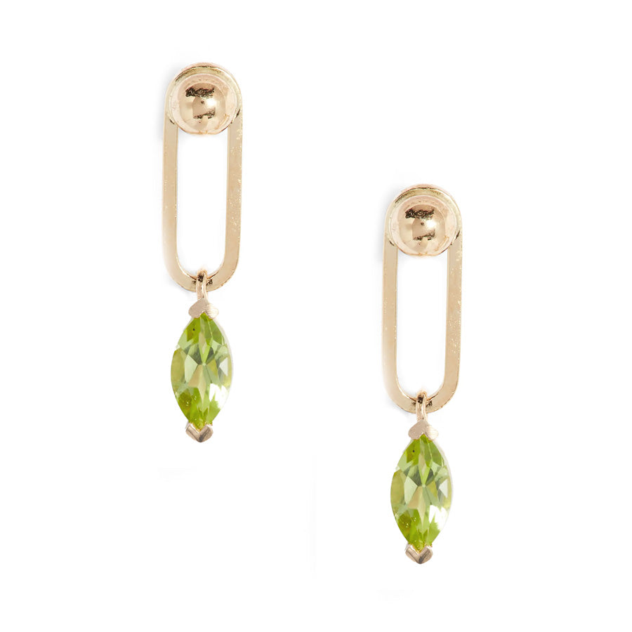 Gold Dot Link Marquise Topaz Earrings