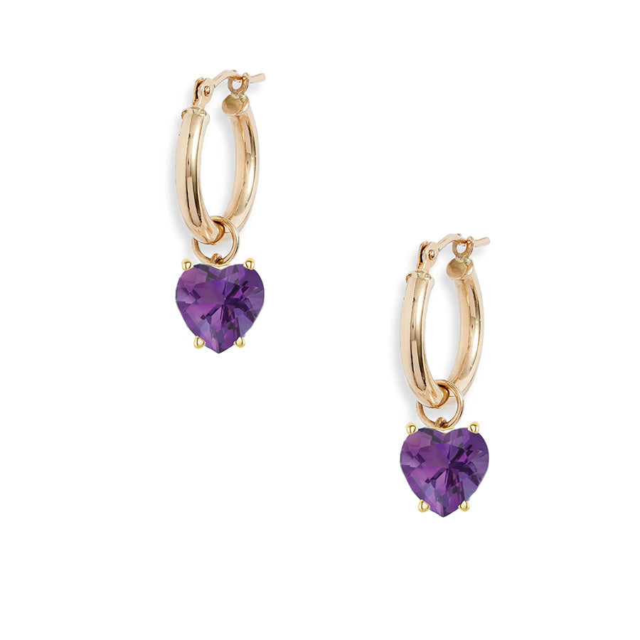 Gold Hoop Removable Heart Gem Dangles