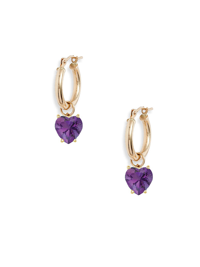 Gold Hoop Removable Heart Gem Dangles