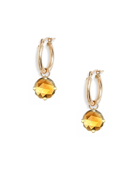 Gold Hoop Removable Rose Cut Gem Dangles