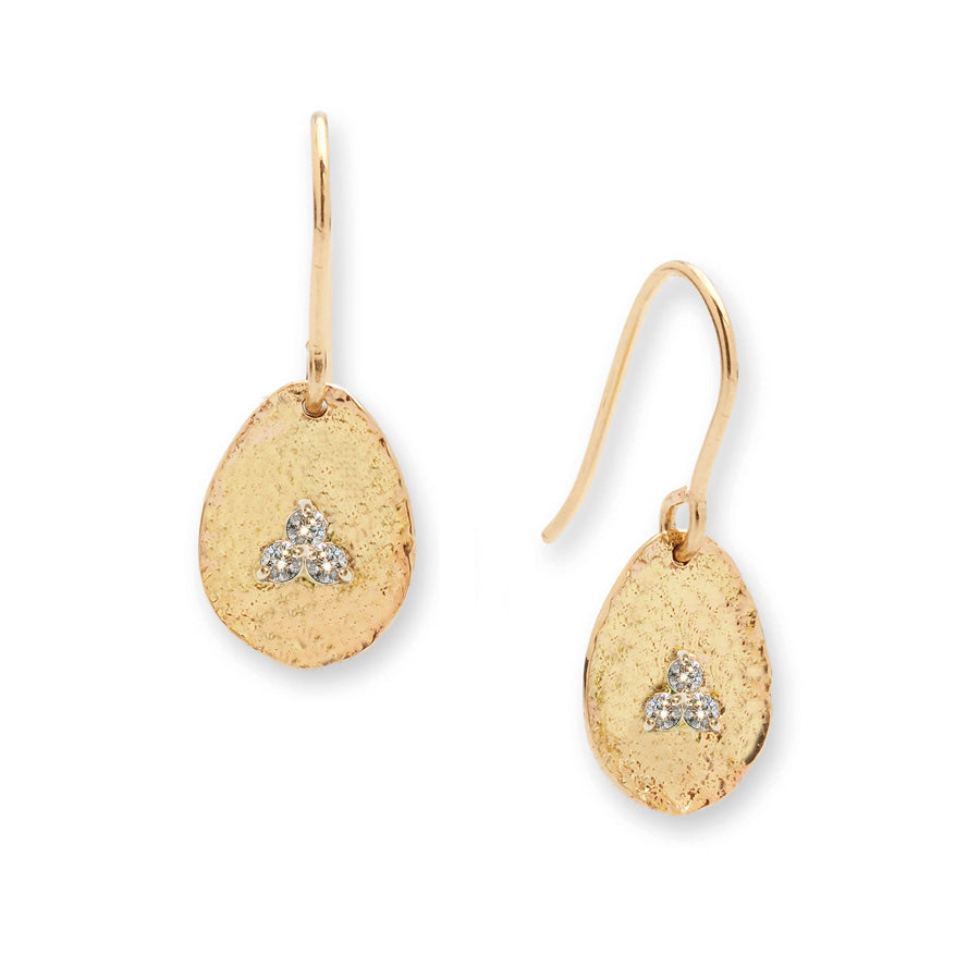 Gold Petal Gem Trio Earrings