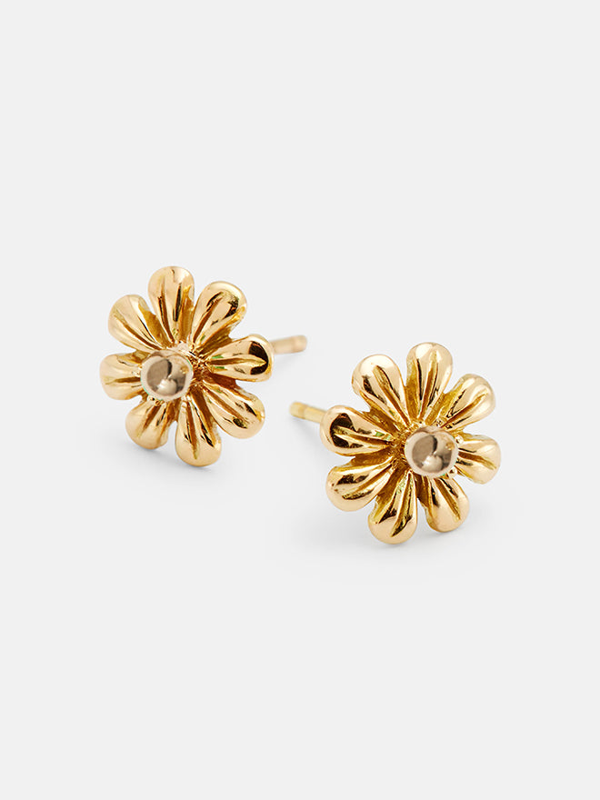 Gold Daisy Stud Earrings