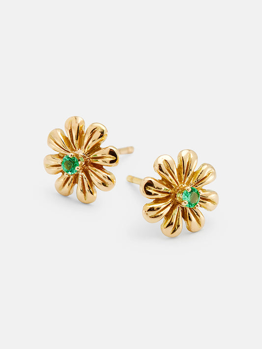 Gold Daisy Gem Stud Earrings