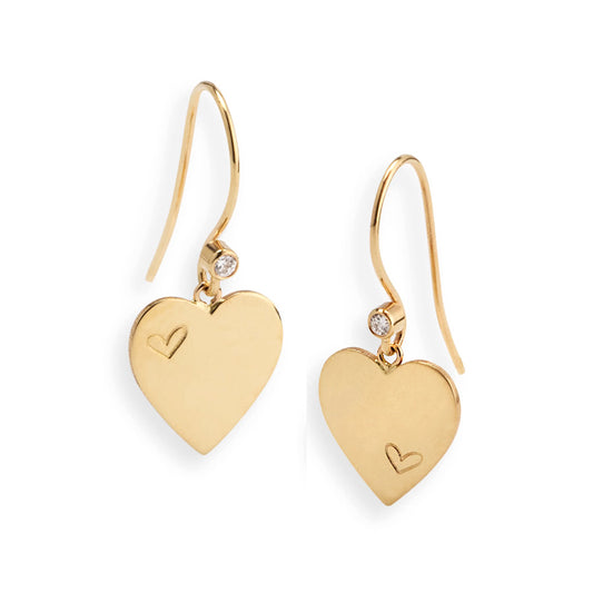 Brushed Heart Diamond Earrings