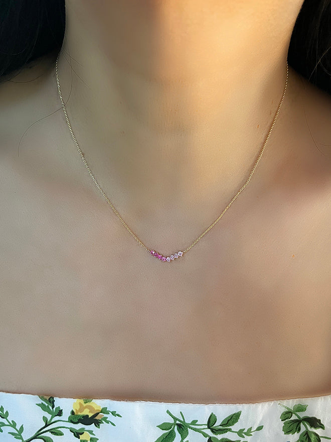 Pink Sapphire V Necklace