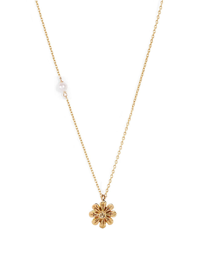 Gold Daisy Pendant Necklace