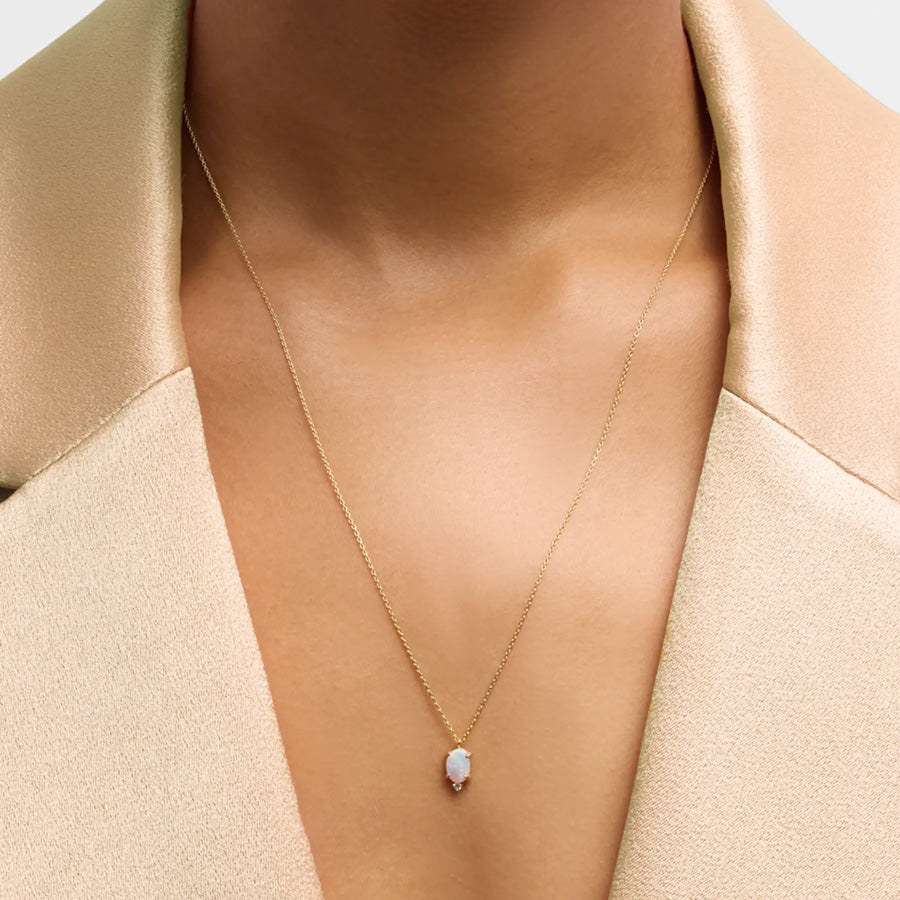 Oval Gem Diamond Pendant Necklace