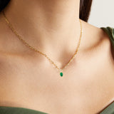 Emerald Drop Link Necklace