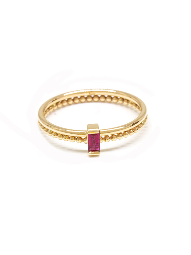 Baguette Gemstone Duo Band Ring