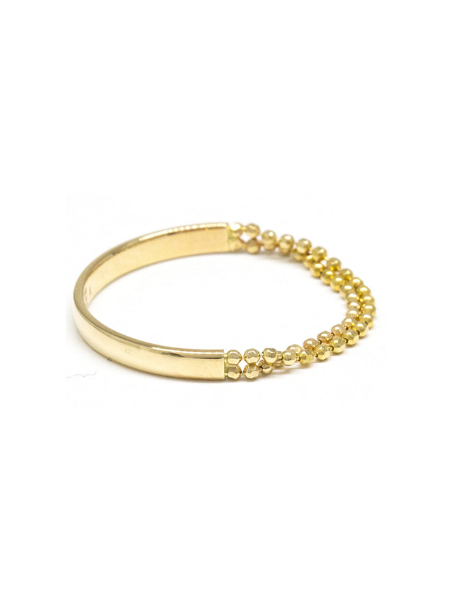 Contrast Bead Chain Gold Band Ring