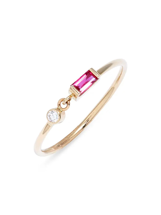 Baguette Gemstone Diamond Ring