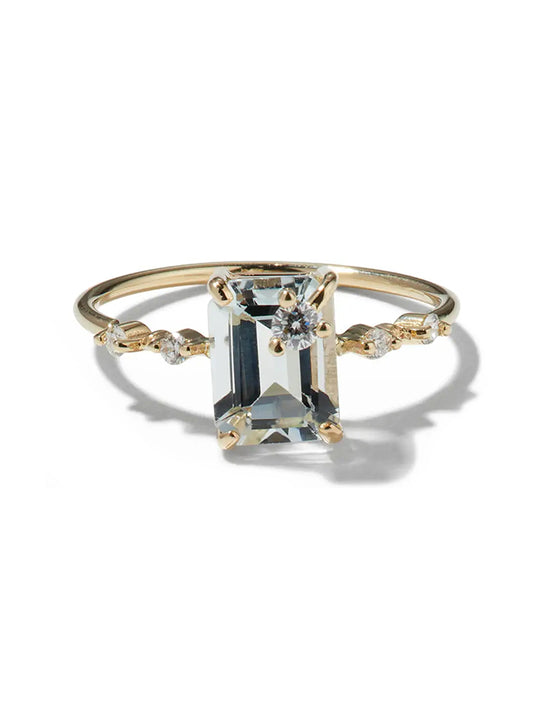 Emerald Cut Gemstone Diamond Ring