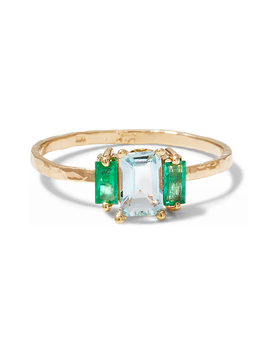 Aquamarine Emerald Ring