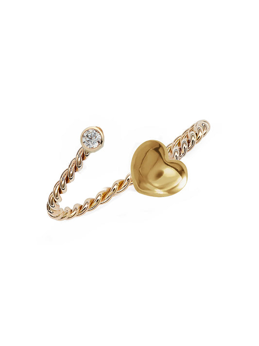 Open Twist Gold Heart Ring