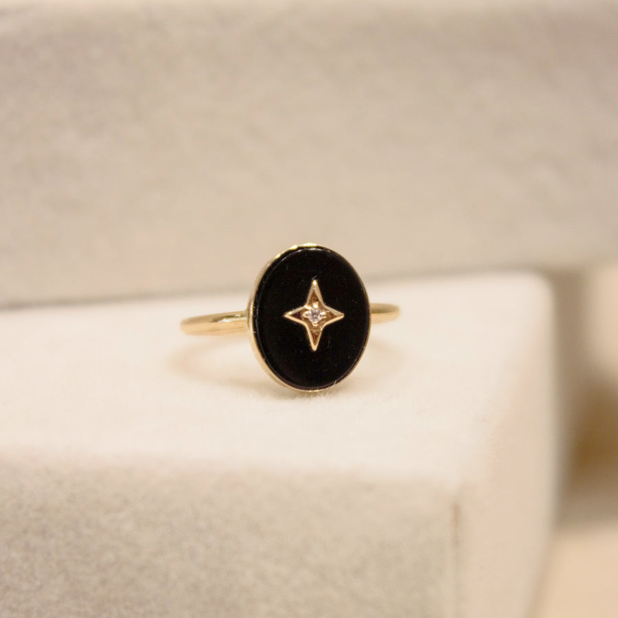 Onyx Diamond Star Ring