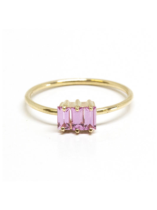 Triple Baguette Pink Sapphire Ring