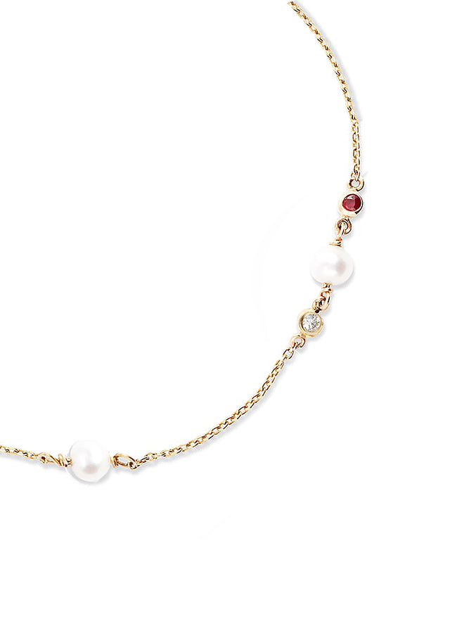 Ruby Pearl Diamond Bracelet