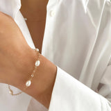 Oval Shimmer Spaced Pearl Bracelet