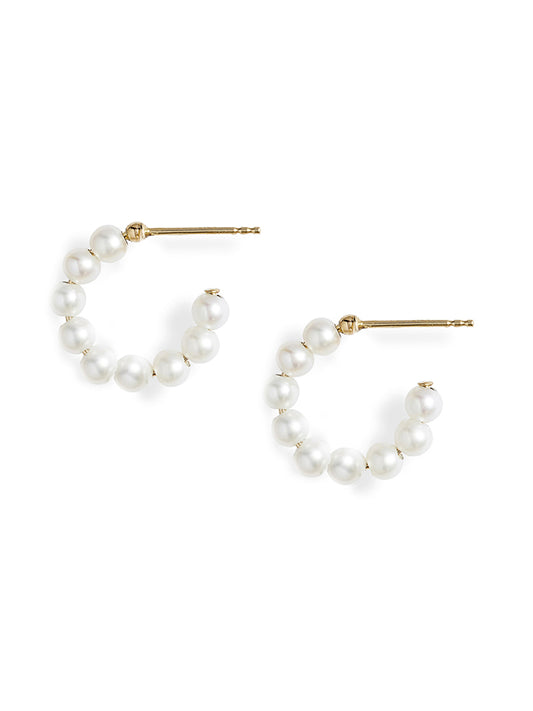 Small Baby Pearl Hoop Earrings