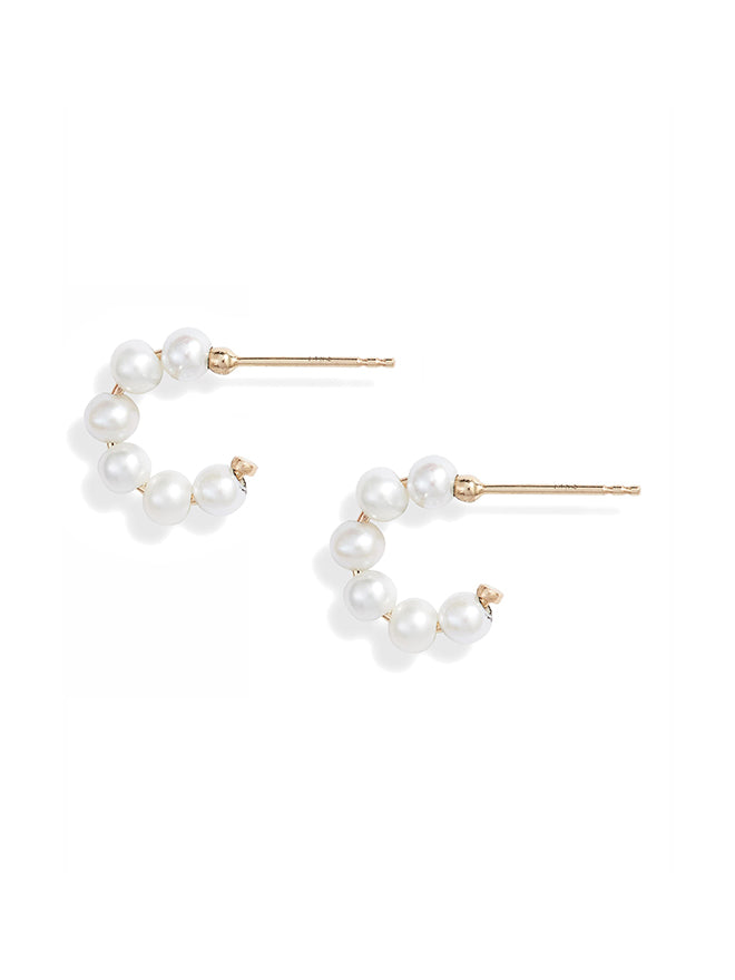 Mini Baby Pearl Huggie Earrings