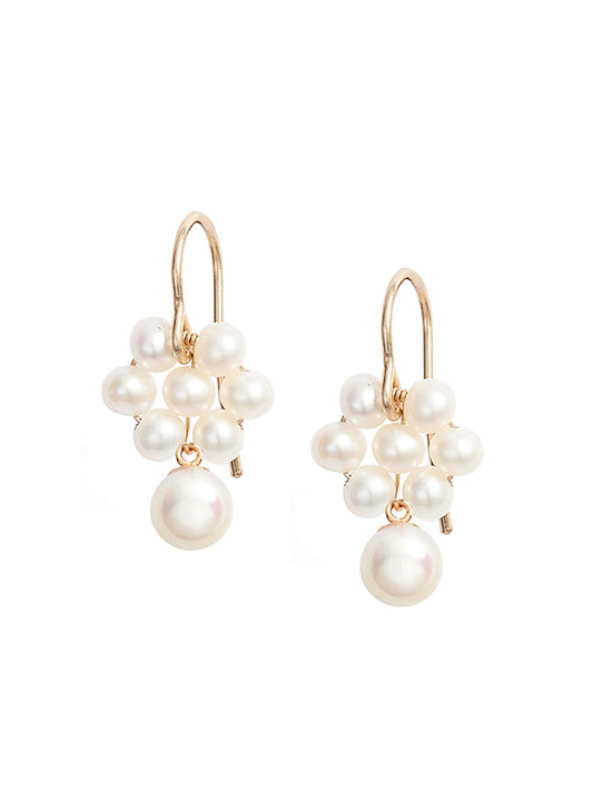 Flower Pearl Dangle Earrings