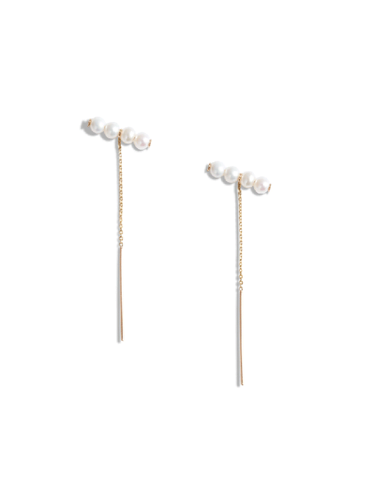 Baby Pearl Bar Threader Earrings