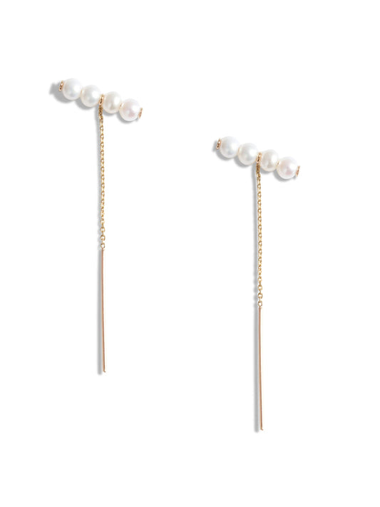 Baby Pearl Bar Threader Earrings