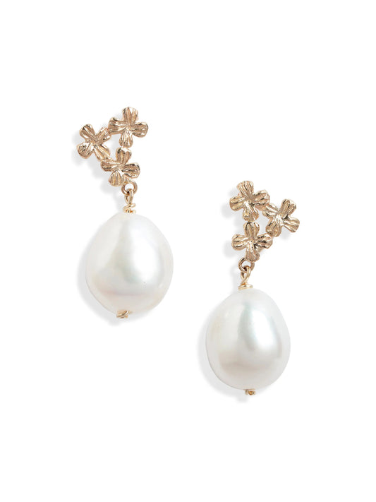 Baroque Pearl Gold Blossom Earrings