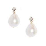 Diamond Baroque Pearl Earrings