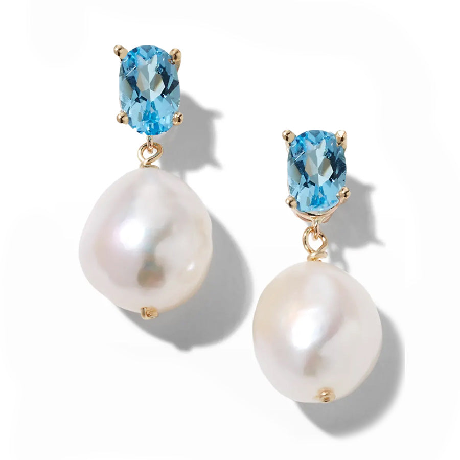 Oval Gem Baroque Pearl Earrings