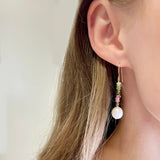 Tourmaline Oval Pearl Dangle Earrings