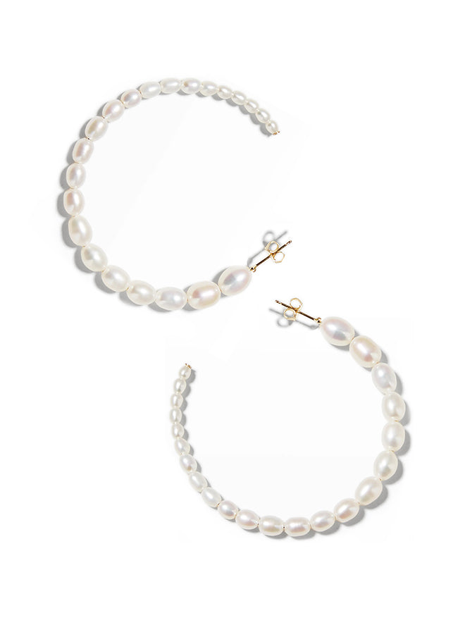 Large Gradual Pearl Hoop Earrings