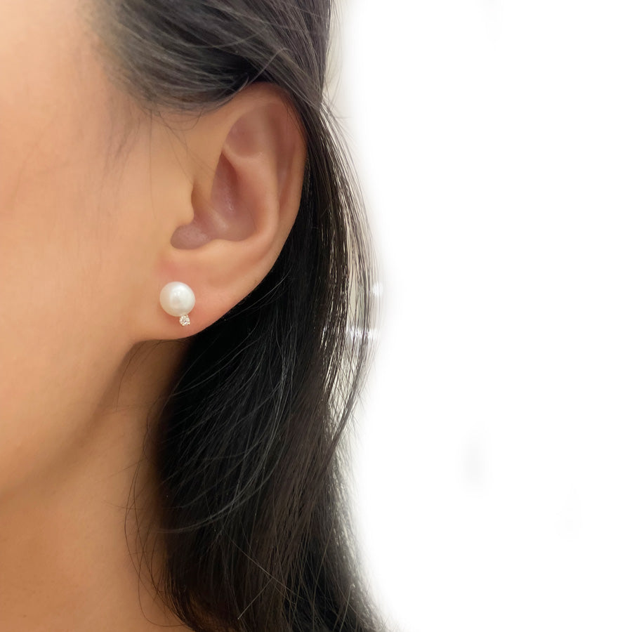 Pearl Diamond Stud Earrings