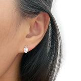 Petite Oval Pearl Diamond Stud Earrings