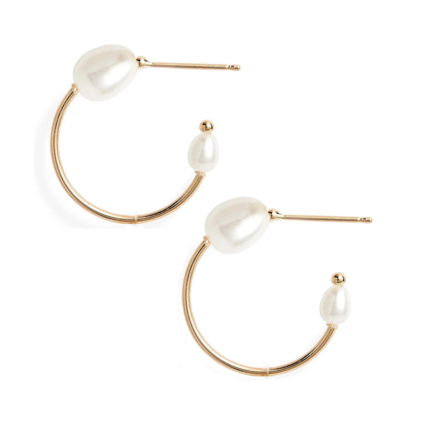 Oval Pearl Hoop Earrings