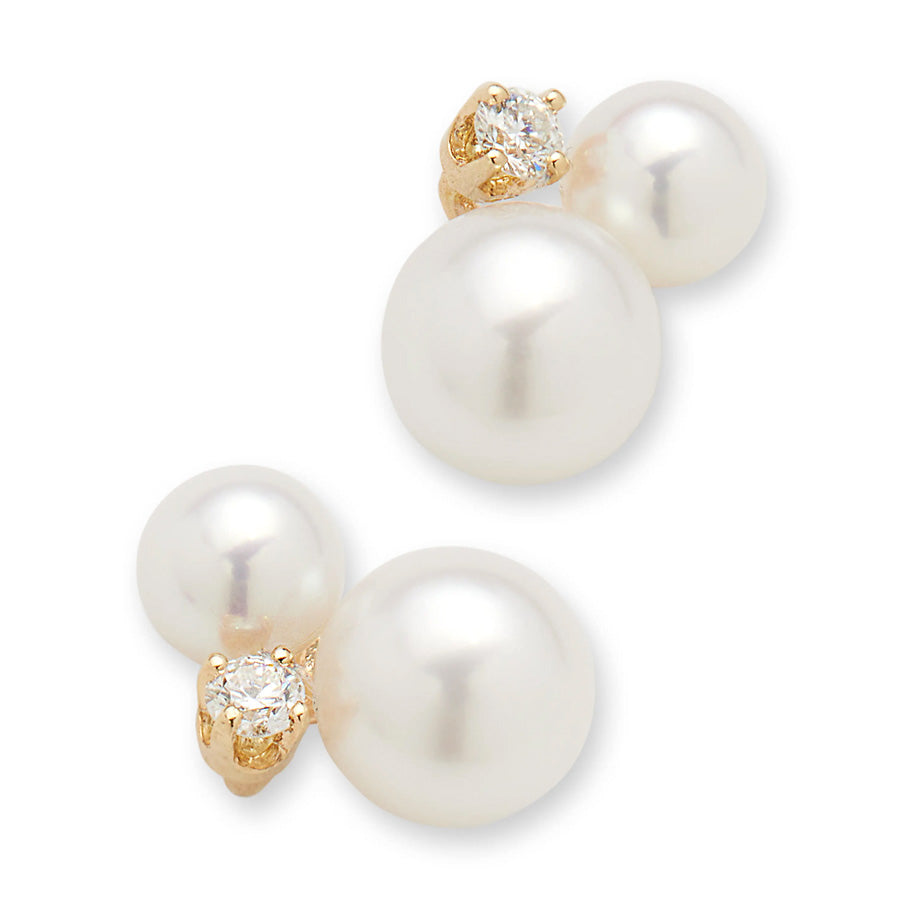 Double Pearl Gemstone Stud Earrings