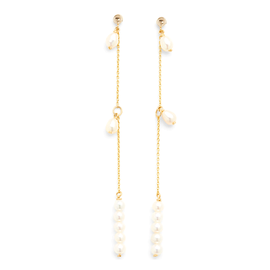 Linear Baby Pearl Drop Earrings