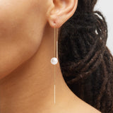 Long Pearl Drop Threader Earrings