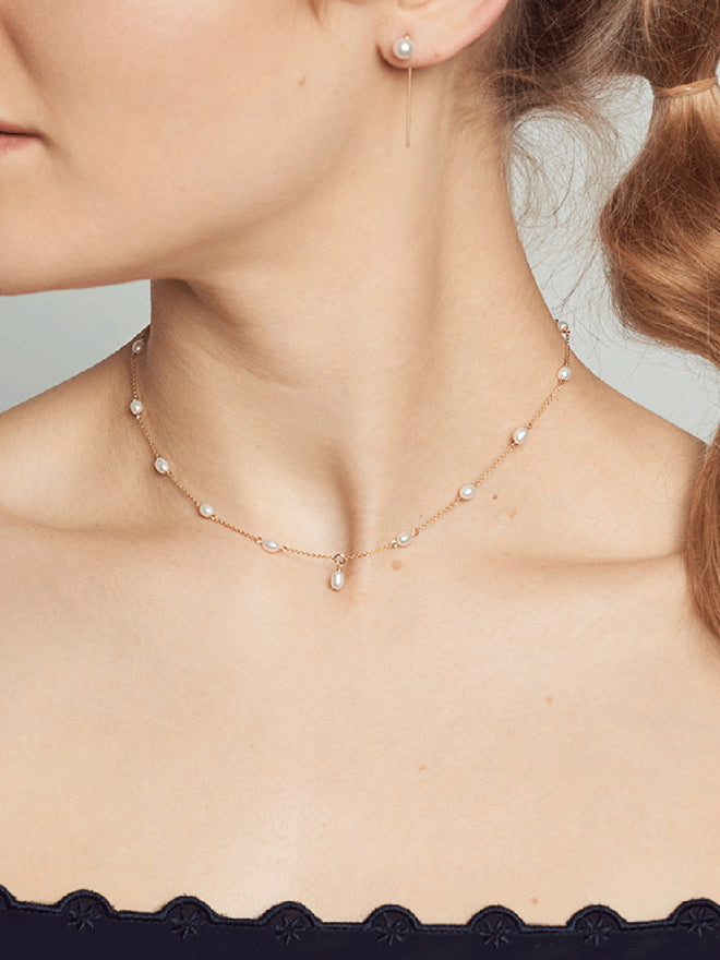 Petite Oval Pearl Choker Necklace