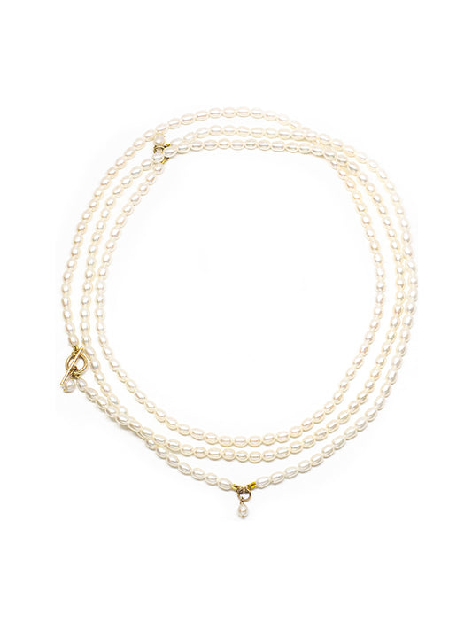 40" Petite Oval Pearl Toggle Necklace