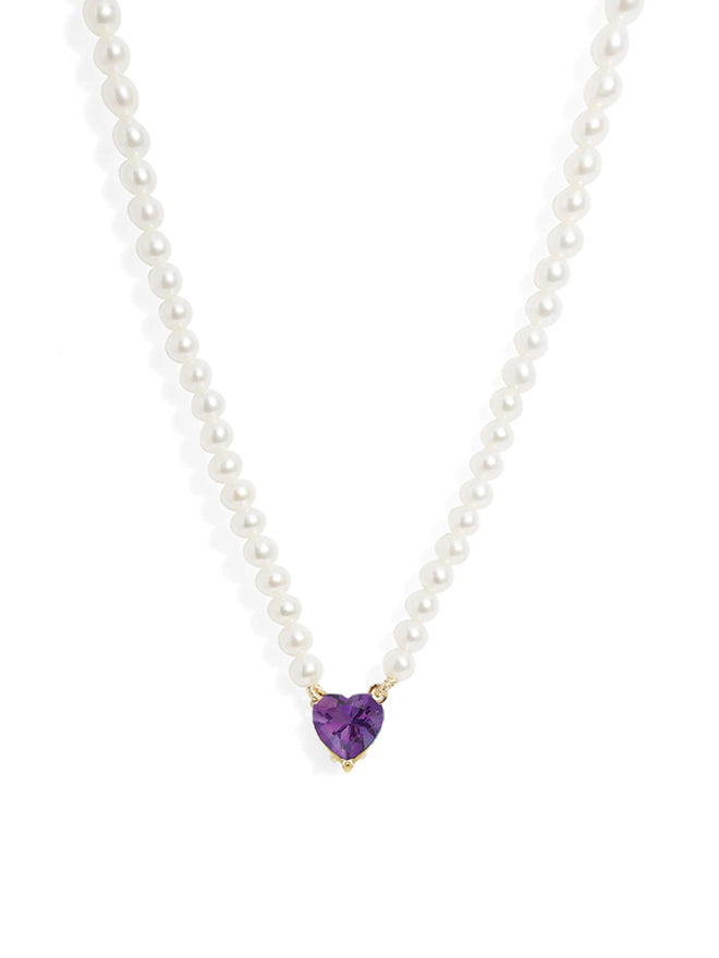 Gem Heart Pearl Necklace