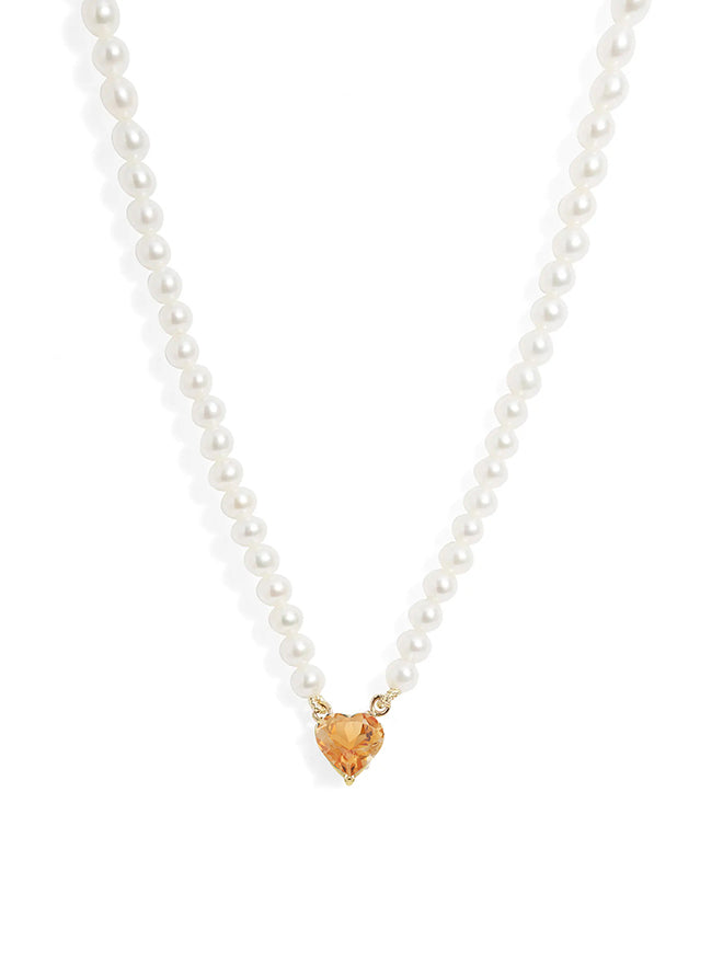 Gem Heart Pearl Necklace