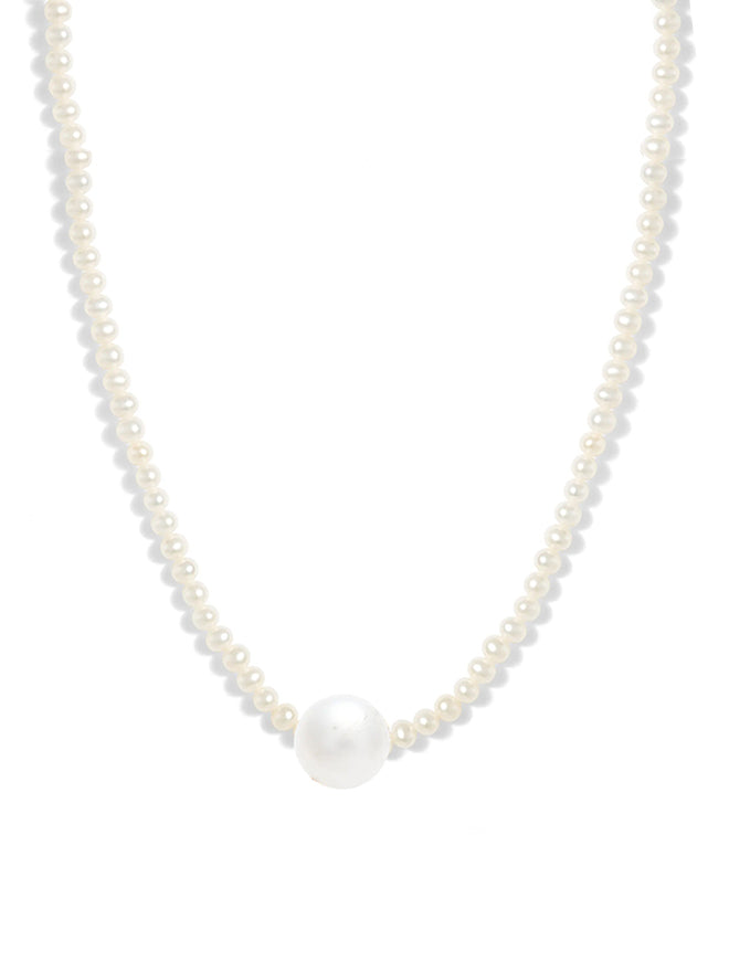 Large Round Pearl Strand Necklace