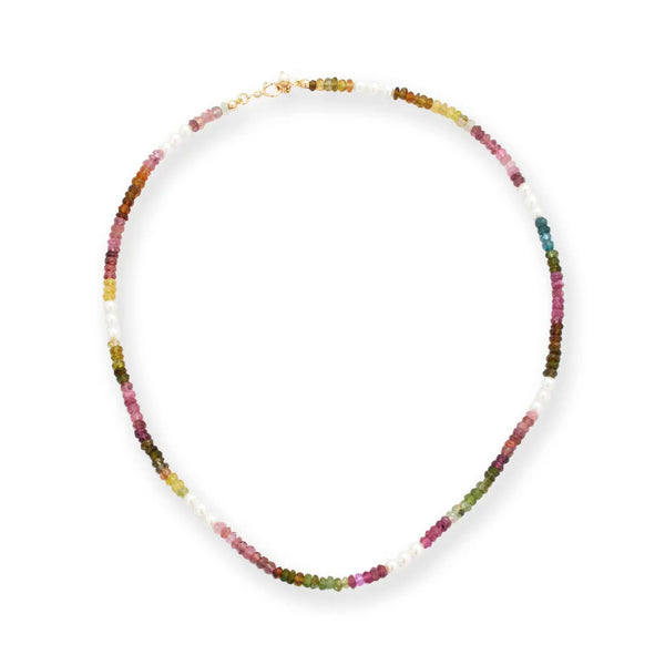 Tourmaline Pearl Spaced Necklace