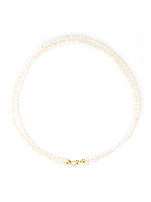 Double Pearl Strand Toggle Necklace