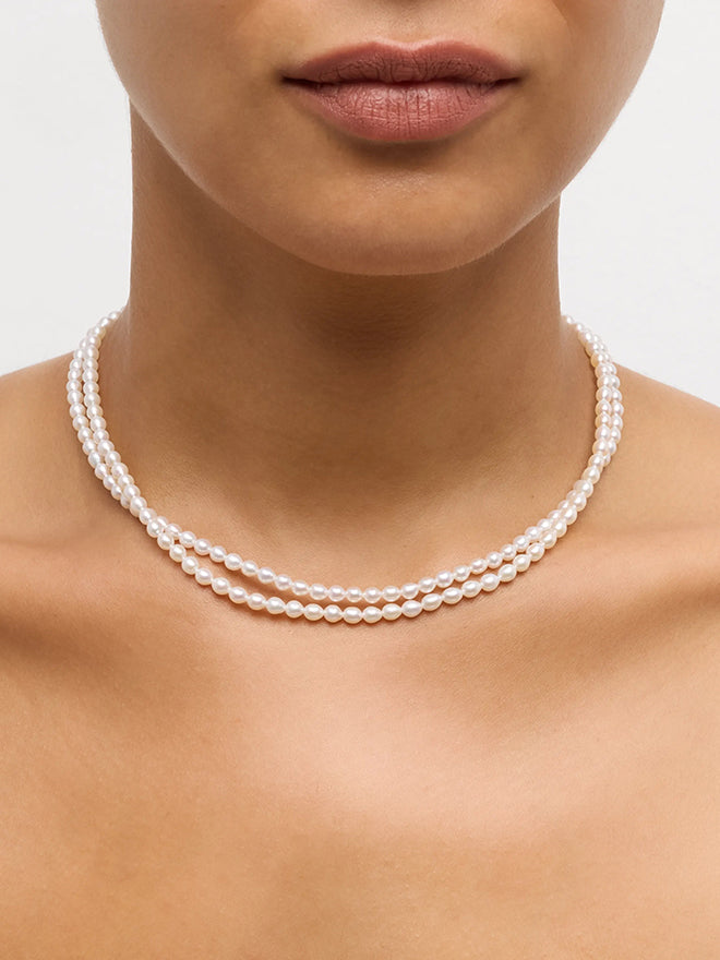 Double Pearl Strand Toggle Necklace