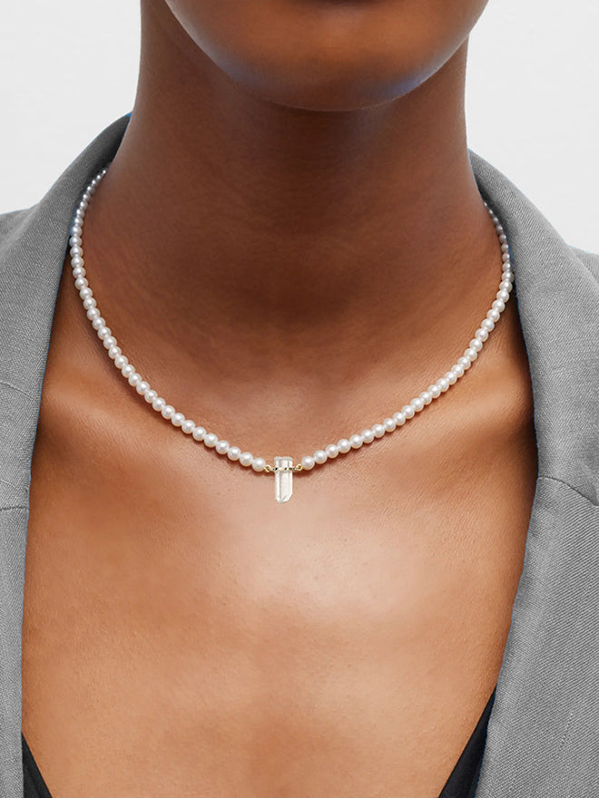 Pearl Strand Quartz Necklace