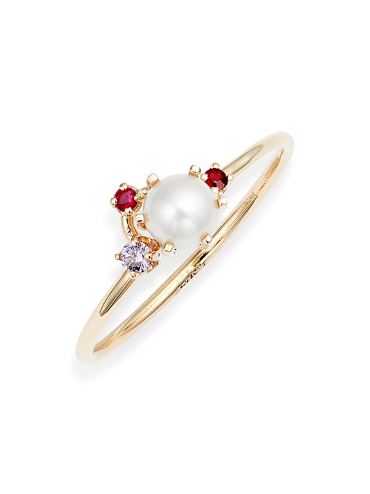 Pearl Gemstone Cluster Ring